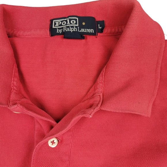 Ralph Lauren Mens L Shirt Polo Short Sleeve Black Label Red‎ with Pony-ISSUE - Picture 9 of 12